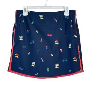 NWOT POLO GOLF RALPH LAUREN Womens Size 4 Navy Blue Beach Print Activewear Skort